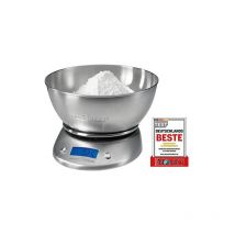 Kw 1040 - Bilancia da cucina digitale con ciotola, 5 kg, passi da 1 g, funzione tara, grigio - Proficook