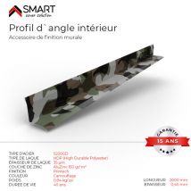 Profil d`angle intérieur Tôle de couverture H12 Coloris Camouflage Printech L=2m