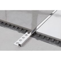 Profil d'angle q universel en acier inoxydable pour carrelage 0.8cm x 244cm - Argent brillant