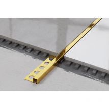 Profil d'angle q universel en acier inoxydable pour carrelage 1cm x 270cm - Or brillant