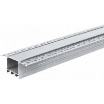 Profilé Encastrable Large 2m Noir pour Ruban LED Couvercle Blanc Opaque - SILUMEN