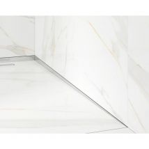 Ilcom - Profil latéral droit incliné pour douche au sol argent satiné - 4 x 180cm