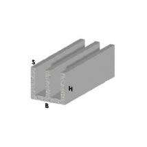 ProfilA double canal u cm 100 h argent argent 20x18x1 mm aluminium