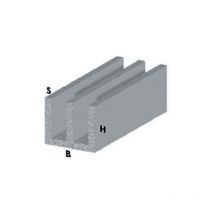 ProfilA double canal u cm 100 h argent argentA 16x7x1 mm aluminium
