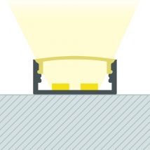 Profilé Aluminium en Saillie avec Capot Continu pour Double Ruban LED jusqu'à 20 mm Aluminium 6 m Semi-transparent