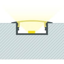 Profilé Aluminium Encastré avec Capot Continu pour Double Ruban LED jusqu'à 18 mm Blanc 2 m Semi-transparent