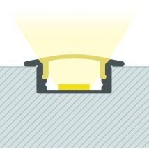 Profilé Aluminium Encastré avec Capot Continu pour Ruban LED jusqu'à 12 mm Noir 2 m Semi-transparent
