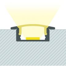 Ledkia - Profilé Aluminium Encastré avec Capot Continu pour Ruban led jusqu'à 12 mm Noir 10 m Blanc translucide