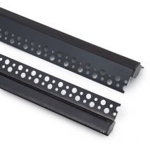 Ledkia - Profilé Aluminium Intégration Plâtre/Placo avec Capot Continu pour Angle Arista pour Ruban led jusqu'à 9 mm Noir 2 m Noir translucide