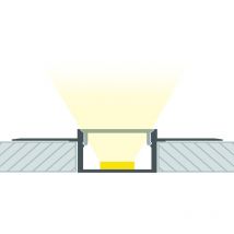 Profilé Aluminium pour Plâtre/Placo avec Capot Continu pour Double Ruban LED jusqu'à 20 mm Noir 20 m Semi-transparent