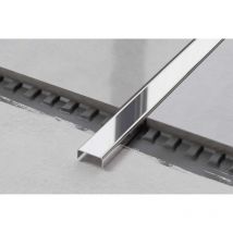 Profilé C de connexion en acier inoxydable pour carrelage 2cm x 270cm - Argent brillant