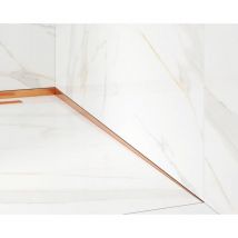 Ilcom - Profilé latéral incliné droit pour douche au sol cuivre satiné - 3 x 120cm