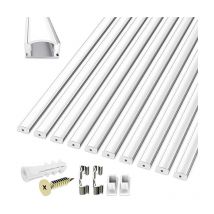 Ubeegol - Profilé led en aluminium 10 x 1 m, en forme de u avec couvercle, 100 cm, pour bande led, couvercle crème, embouts et matériel de montage