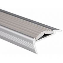 Seuil d'escalier Avec simple caoutchouc Power Grip Longueur: 134 cm Pré-percé Gris