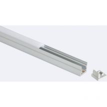 Ledkia - Profilo in Alluminio Superficie con Coperchio Continuo per Striscia led fino a 8 mm Semitrasparente Bianco 8 m