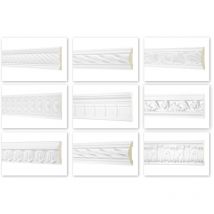 Profilo piatto 2 m serie 1 - Modanatura in pu a stucco, resistente agli urti - Perfect ac: AC256 - 44x18 mm