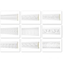 Profilo piatto 2 m serie 1 - Modanatura in pu a stucco, resistente agli urti - Perfect ac: AC250 - 82x17 mm
