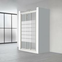 PROFILTEK DEMI Mampara Corredera Perfil Blanco Vidrio Decorado Bold - Medida: 112-116 cm - Medida: 112-116 cm - ref: 2019124