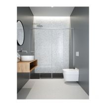 PROFILTEK SA-325 SALMA 2 hojas correderas+2 hojas fijas. 6 MM Plata Alto Brillo Transparente - Medida: 135-138 cm - Medida: 135-138 cm - ref: 22452011