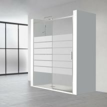 Profiltek - salma Mampara Corredera Perfil Plata Brillo Vidrio Decorado Bold - Medida: 1080-1110 cm - Medida: 1080-1110 cm - ref: 22451042