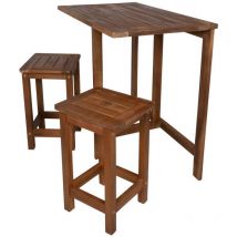 Balkonmöbelset 3tlg mit einem extrem platzsparenden Klapptisch - aus FSC-zertifiziertem Holz -