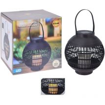 Lampe solaire à led Rotin avec bougie Noir Progarden