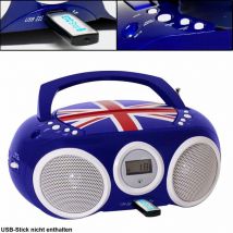 Bigben - Progettazione Lettore cd Radio stereo usb condizionata bambini maschi Sala della Musica Big Ben CD32 Union Jack blu