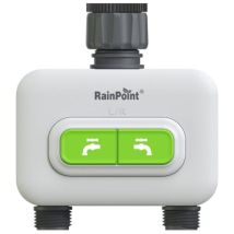 Programmateur d'arrosage automatique connecté 2 zones – Alimentation électrique, Pression, Filetage plomberie – RAINPOINT