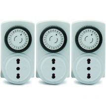 Electraline - 3333 Kit 3 pezzi, Programmatore Timer meccanico giornaliero, 3680 w, 250 v, Set di 3