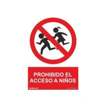 Prohibido el acceso a niños, cartel de seguridad con tintas UV SEKURECO 300 x 400 mm PVC GLASSPACK 0'7 mm