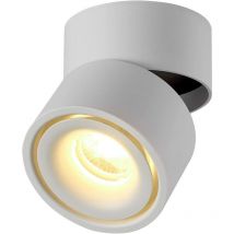 Faretto led per interni 12W, plafoniera ruotabile a 360° e illuminazione di superficie led cob 10x10 cm/Applique in alluminio (Bianco-3000K)
