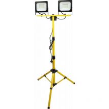 Proiettori trepiede IP44 led slim 2 x 50 w faro faretto cavalletto telescopico