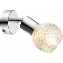 Globo - Applique murale Applique murale Spot Spot Spot mural Lampe de couloir, spot mobile, verre chromé blanc, 1x douille E14, HxLxA 15,5x8x17cm