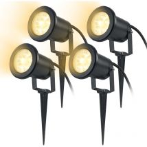 Projecteur à piquer 4X3W Lampe Extérieur Éclairage de Jardin led Décoration Lumière Lampe Spot Encastrable, Blanc Chaude Hengmei