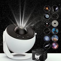 Projecteur de galaxie planétarium 12 en 1-lampe de projecteur de nébuleuse rotative à 360 °, projecteur de veilleuse d'étoile chronométrée