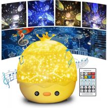 Linghhang - Projecteur de veilleuse télécommandé led, rotation à 360°, 6 types de projection de lumière, 8 types de musique, adapté aux enfants,