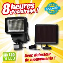 Outiror - projecteur detecteur de mouvements, à énergie solaire, forte puissance 120 led