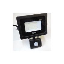 Projecteur Exterieur Led 20w Noir 188x150x35mm Smd Blanc Naturel 4000k 1800lm 230v À Detection Hf 120° Ik08 Ip65 New York
