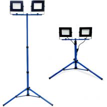 Keli - Projecteur De Chantier Led 2x50w 2 Têtes Sur Pied Professionnel IP65