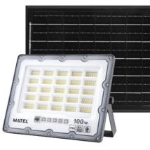 Projecteur Led Avec Panneau Solaire Programmable Et Télécommande (100w 3cct 700lm) Ip65 22x17cm Gris