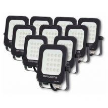 Projecteur LED Extérieur SMD 10W IP65 Noir (Pack de 10) - Blanc Froid 6000K - 8000K - SILAMP