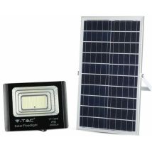 Vtac - Projecteur Led V-tac Avec Télécommande, Panneau Solaire 35 W, Lifepo4, Minuterie, Câble 5 M, Blanc Froid, Noir, Ip65