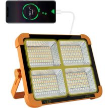 ZVD - 100 w 10000 lm wiederaufladbares LED-Flutlicht – tragbare Laterne mit Solarpanel und 16500 mAh Akku, für Camping, Baustelle, Garage, Werkstatt