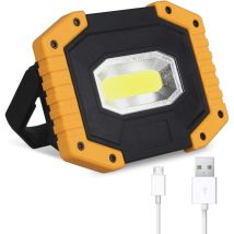Zolginah Projecteur Led Rechargeable 30w 2000 Lm Projecteur Chantier Lumière De Travail Avec 2x Batterie 3 Modes Lanterne Portable Projecteur Led Usb 