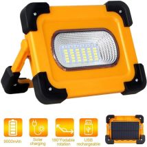 Mezheng - Projecteur led Rechargeable, t-sun 60W Lumière de Travail avec Pannea Solaire, Sécurité Imperméable lumières d'inondation portables,