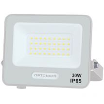 Optonica - Projecteur led smd 30W 2700lm Blanc 6000K IP65 Corps Blanc 156x141x30mm - Câble 15cm