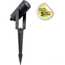 Miidex Lighting - Projecteur Piquet led Noir 1,6W 165lm 9,5VDC Étanche IP67 IK09 Ø58mm - Blanc Chaud 2900K