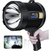 Ahlsen - Projecteur rechargeable, 100000 lumens Led projecteur à main grande lampe de poche projecteur solaire extérieur super lumineux, avec lampe