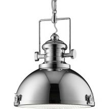Searchlight - Industrial - Luminaire suspendu à 1 dôme en chrome avec diffuseur en acrylique, E27