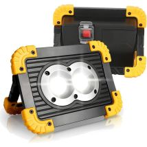 Projecteurs de Travail led Étanches - 2 Batteries Rechargeables - 4 Modes d'Éclairage - Chantier, Garage, Atelier